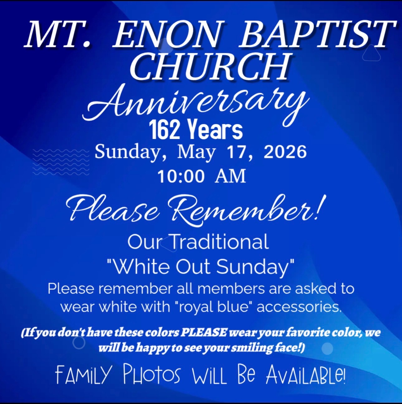 162nd Church Anniversary